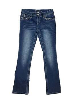 Ariya Jeans Bootcut Embellished Flap Pocket Denim‎ Jeans Size 7/8